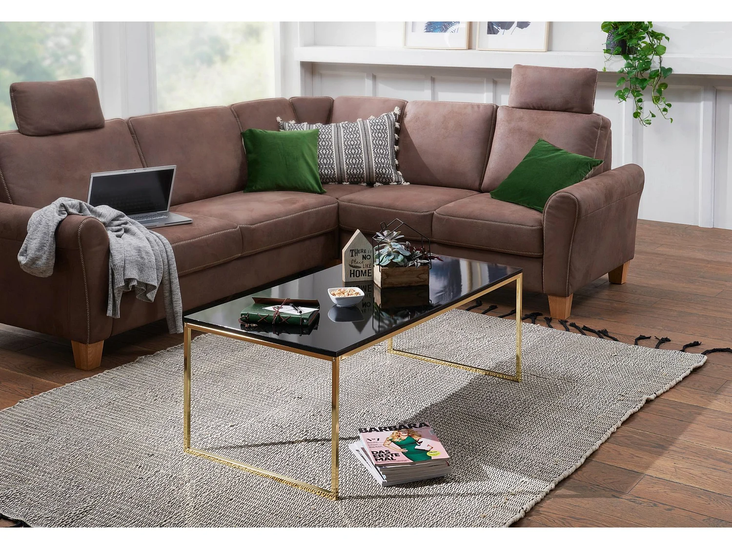 Couchtisch 120 cm Metall Holz Wohnzimmertisch Beistelltisch schwarz