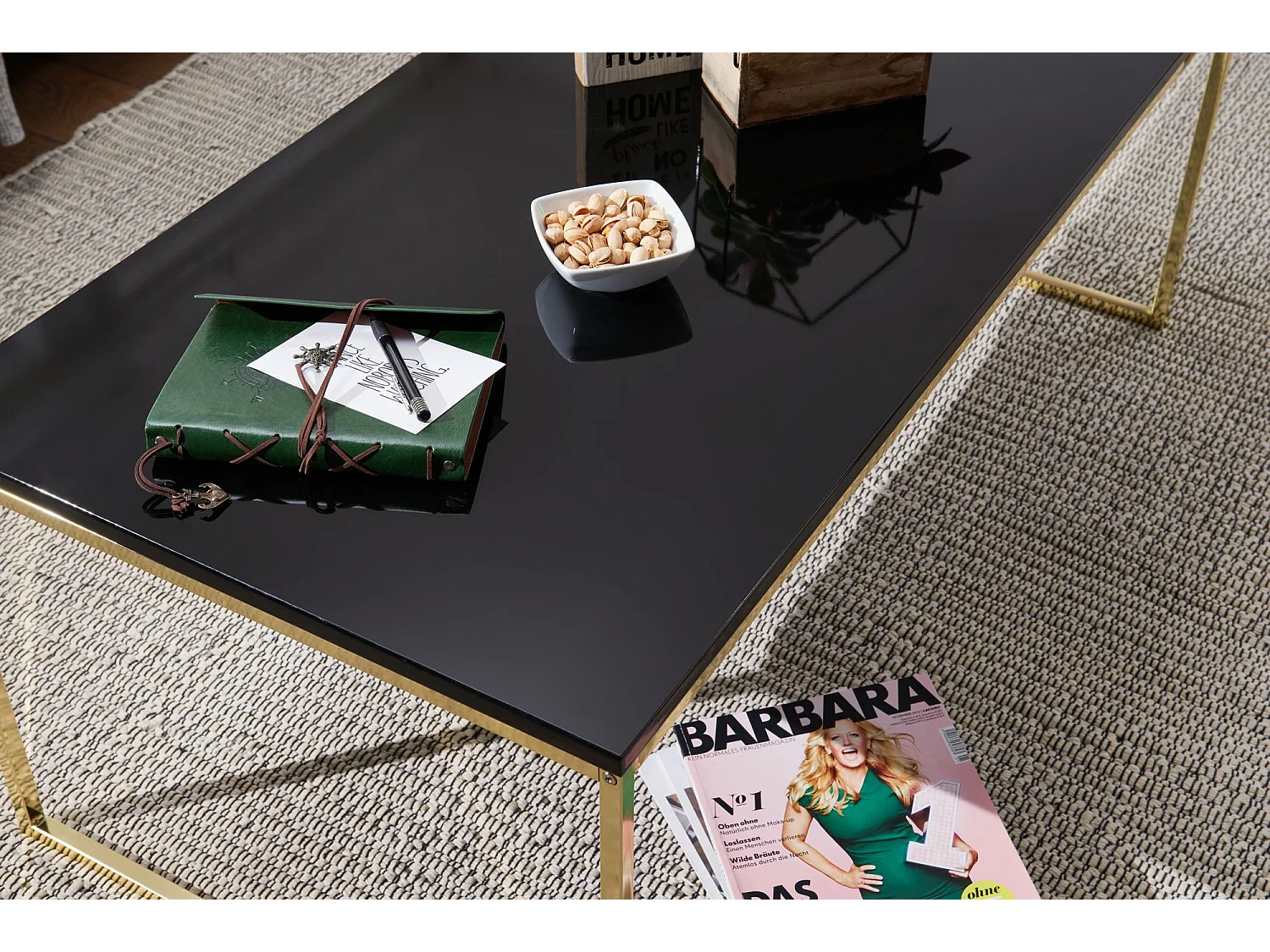 Couchtisch 120 cm Metall Holz Wohnzimmertisch Beistelltisch schwarz