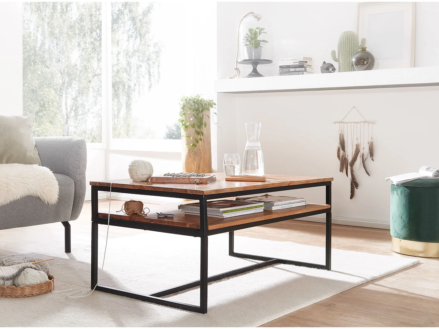 Couchtisch 100x60x45 cm Holz Massiv Wohnzimmertisch Modern Sofatisch