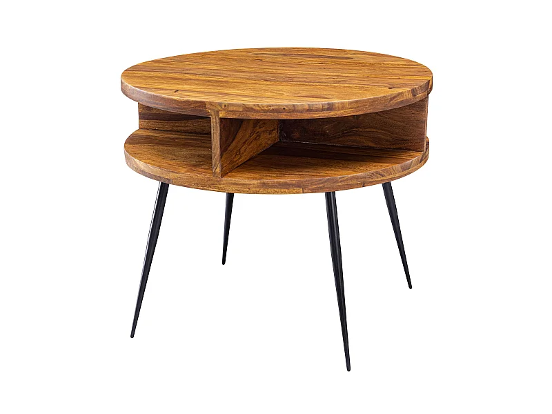 Couchtisch Massivholz 60 cm Wohnzimmertisch Sofatisch Rund Tisch Ablage