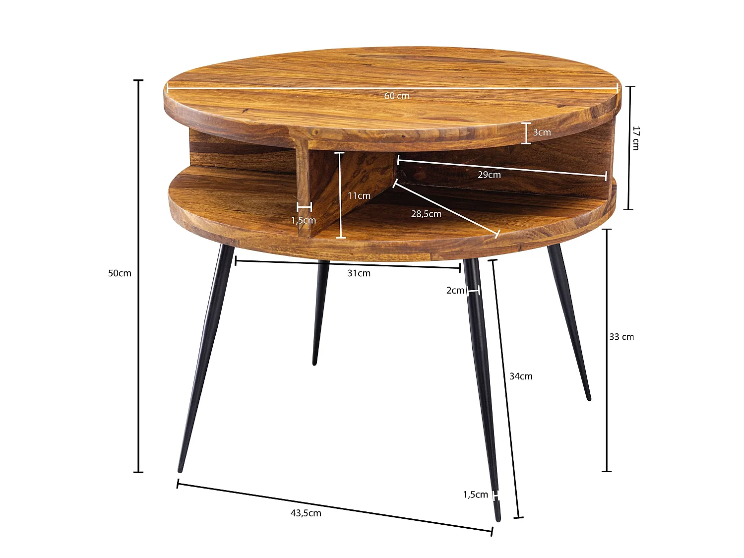 table basse bois massif 60 cm table de salon table basse table ronde étagère