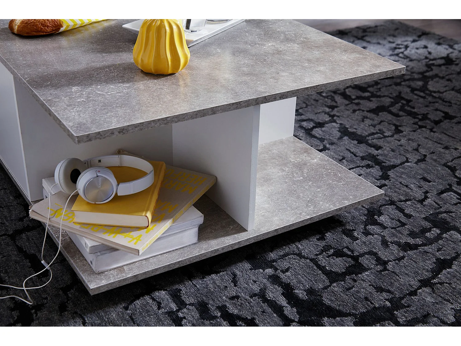 table basse 70x70cm table de salon table basse avec 2 tiroirs