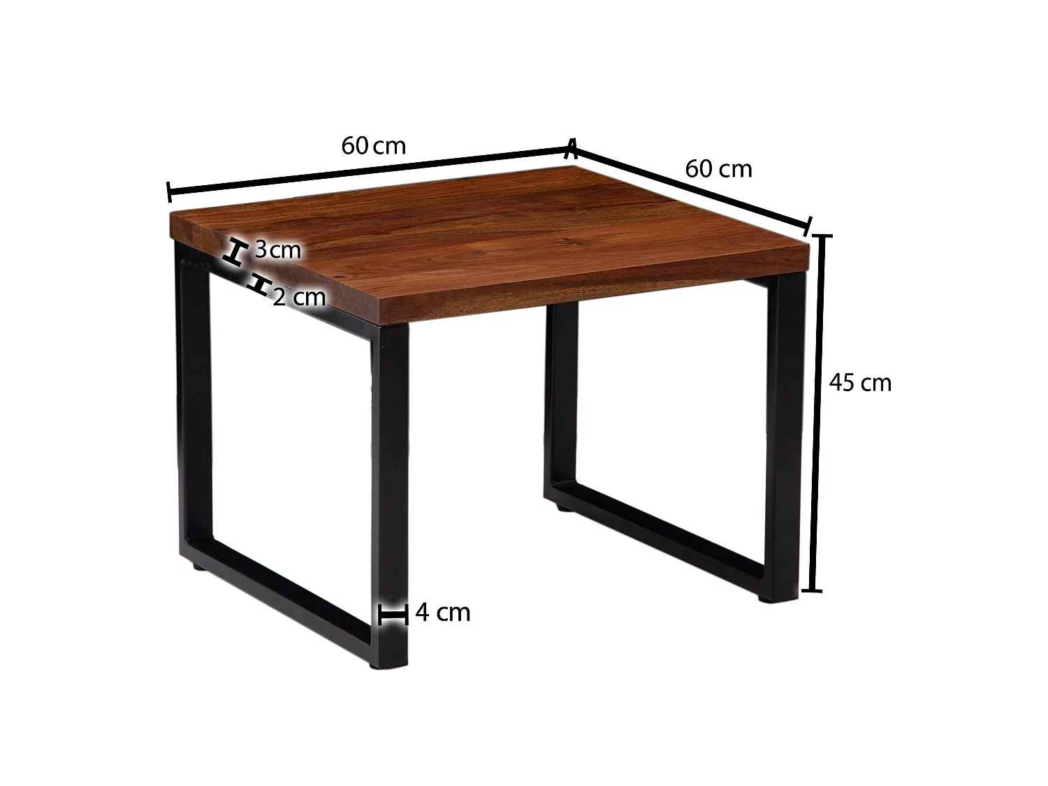 Table Basse Carrée Bois Massif 60x60x45cm Petite Table de Salon Moderne