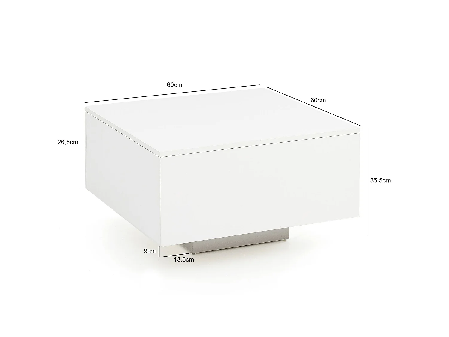 Couchtisch Weiß 60 x 60 cm Wohnzimmertisch Beistelltisch Quadratisch