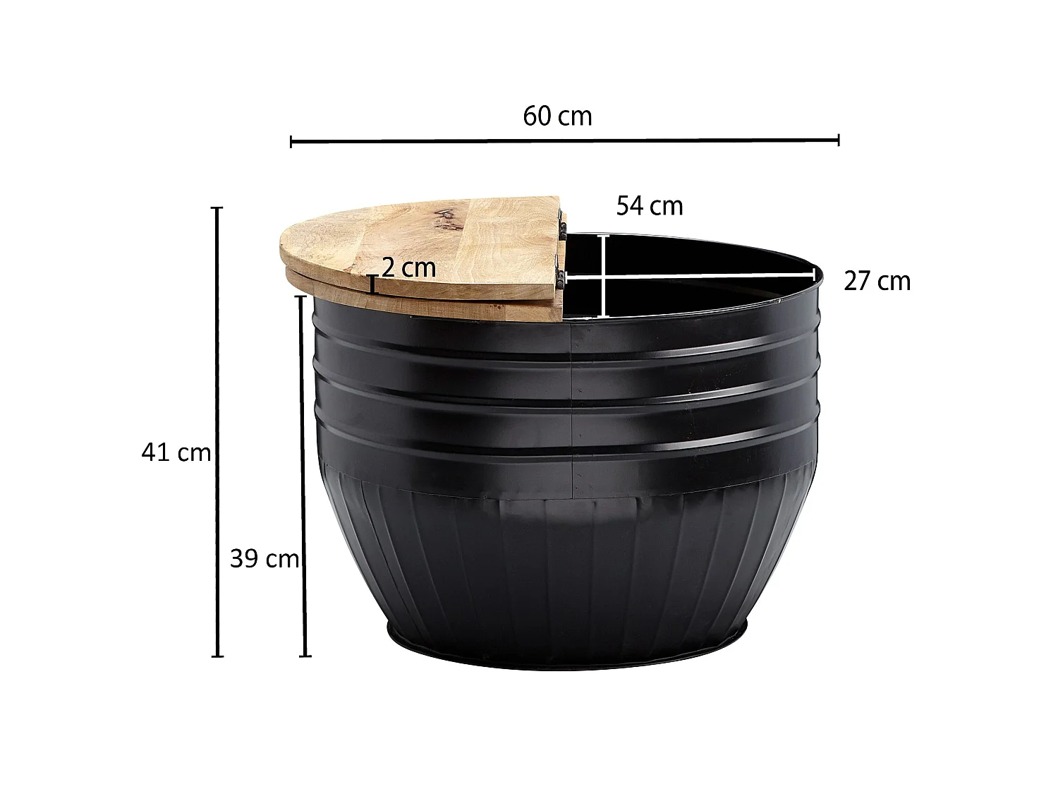 Couchtisch Holz Rund Sofatisch Ø 60 cm Tisch Stauraum Wohnzimmertisch