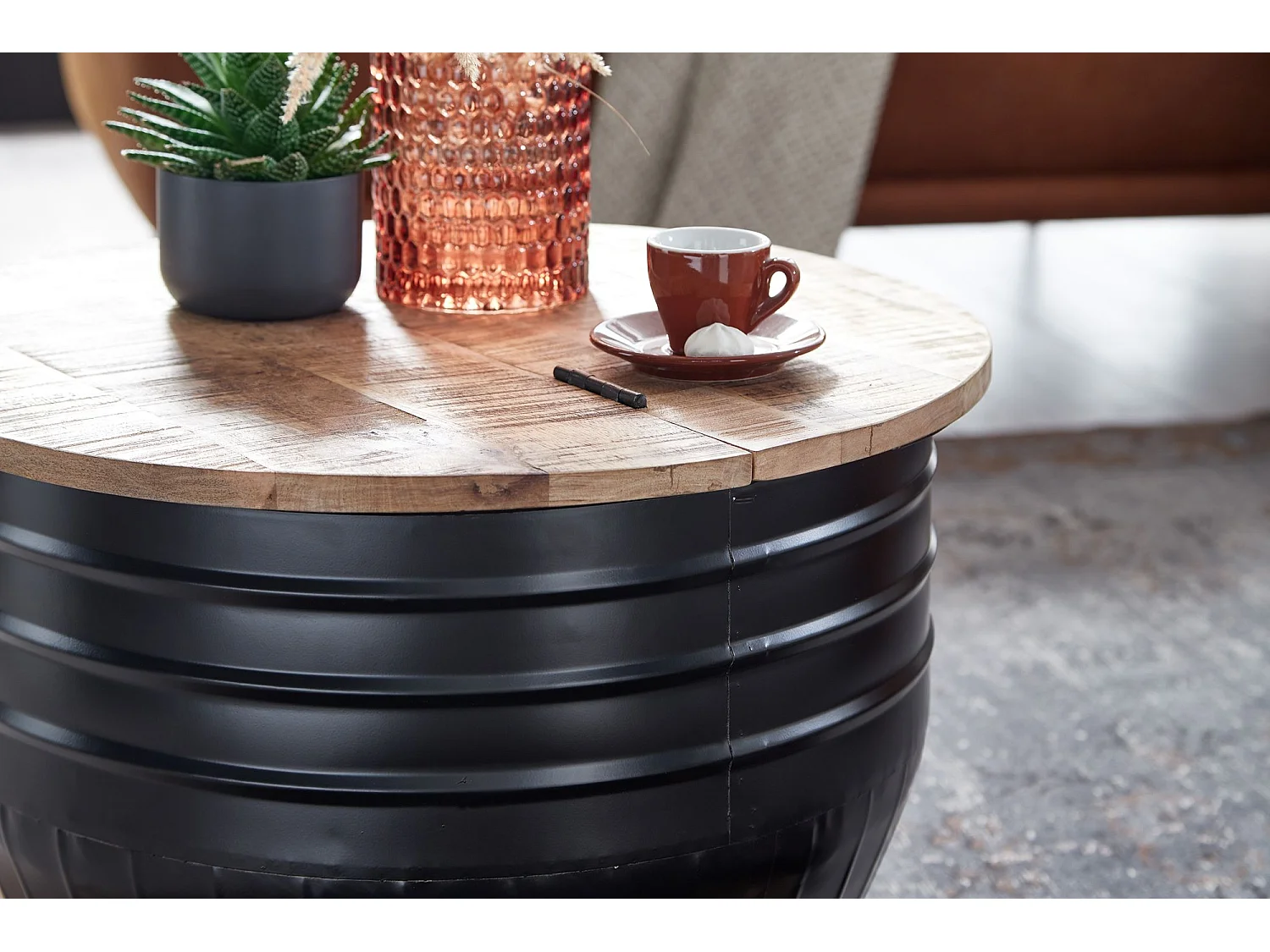 Table Basse Bois Massif 60x41x60 cm Table d'appoint Table de salon Rond