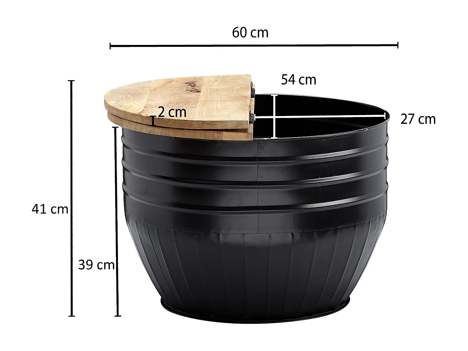 Couchtisch Holz Rund Sofatisch Ø 60 cm Tisch Stauraum Wohnzimmertisch