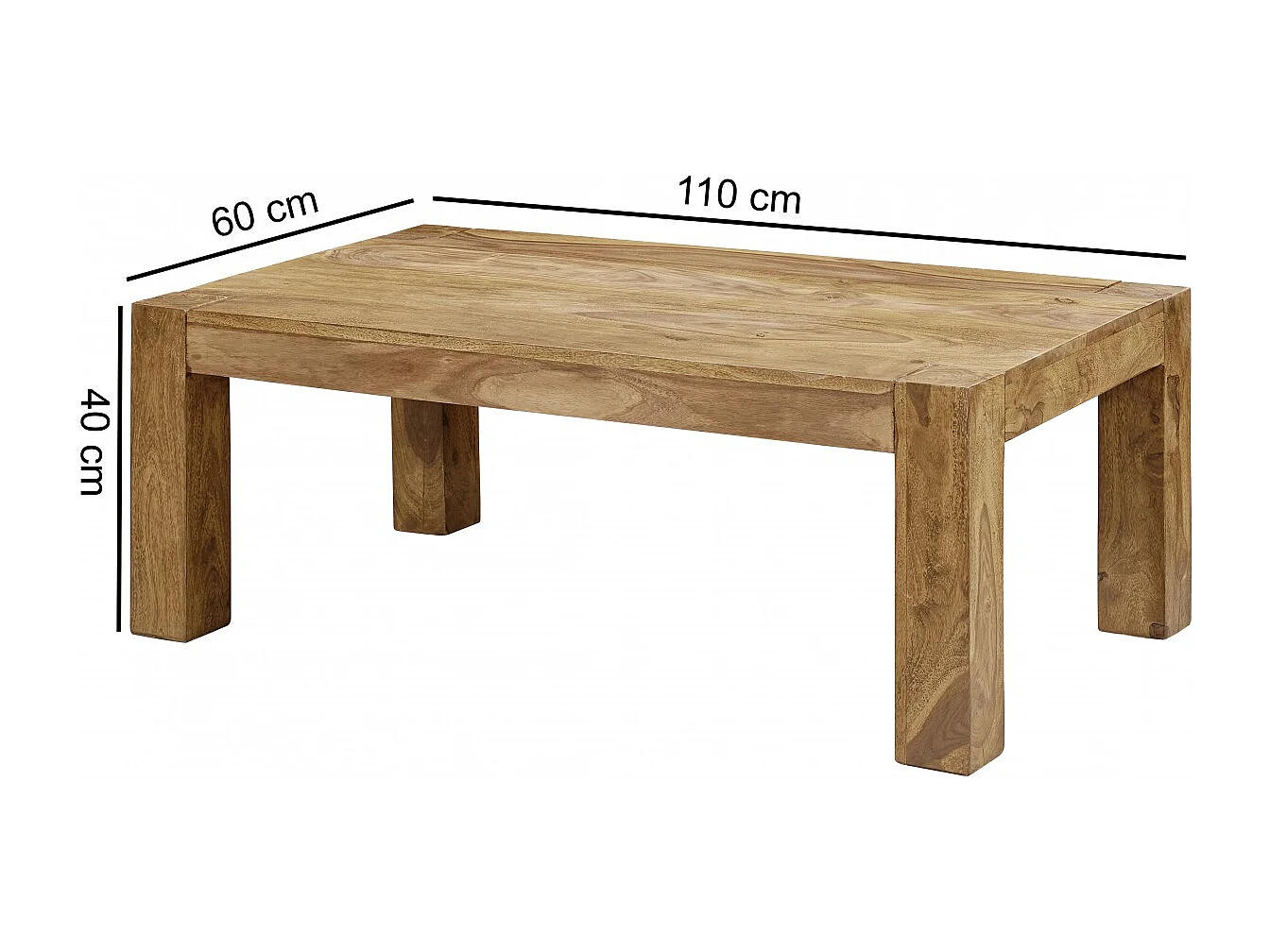 Table Basse Bois Massif 110x40x60 cm Table d'appoint Table de salon