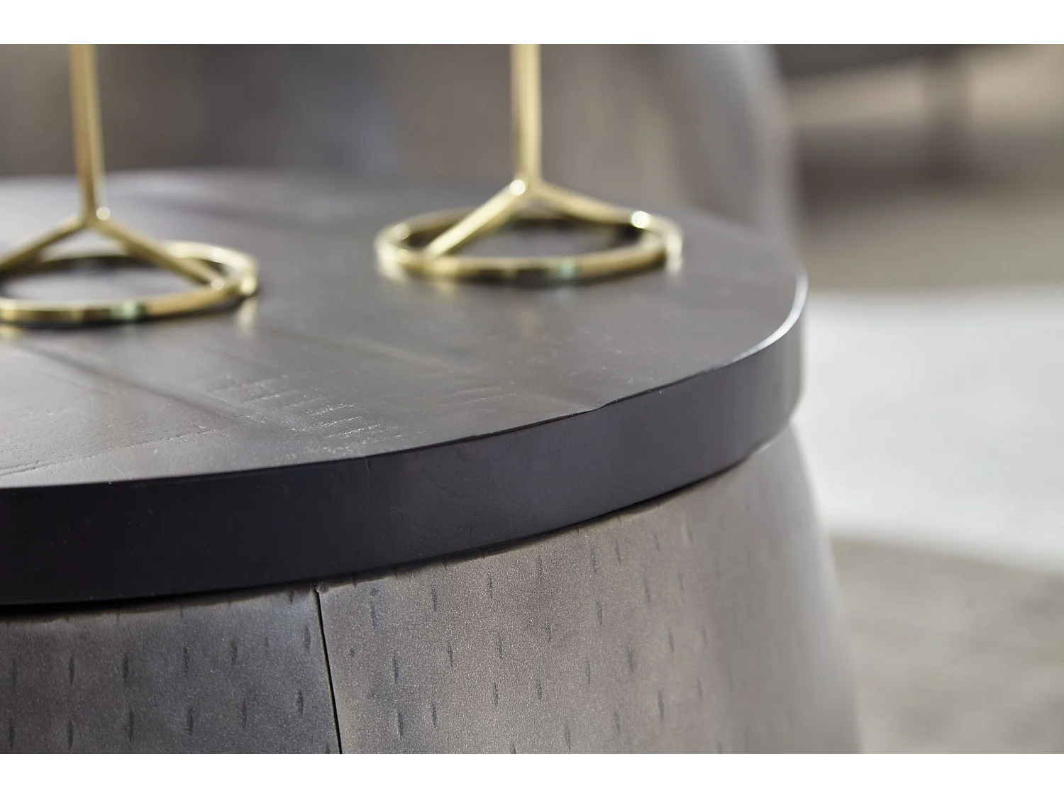 Table Basse de Salon Lot de 2 Table Canapé Bois Metal Industriel Ronde