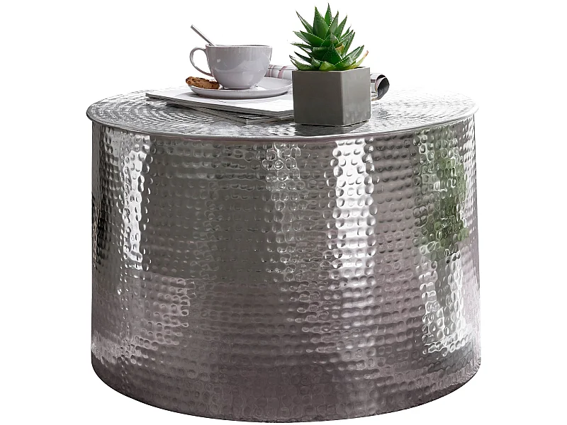 Couchtisch Ø 61 cm Wohnzimmertisch Sofatisch Hammerschlag Stubentisch