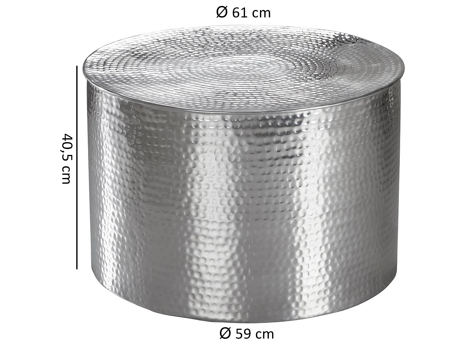 Couchtisch Ø 61 cm Wohnzimmertisch Sofatisch Hammerschlag Stubentisch