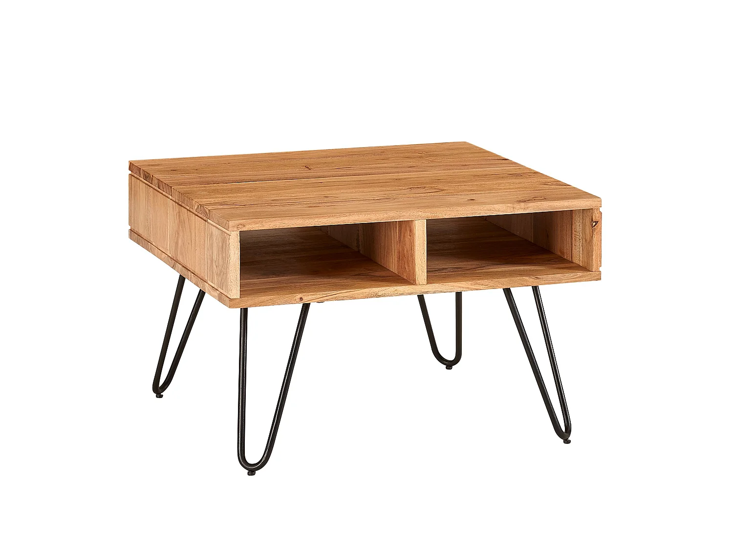 Table Basse de Salon 60x60x40cm Table Canapé Bois Metal Industriel Carré