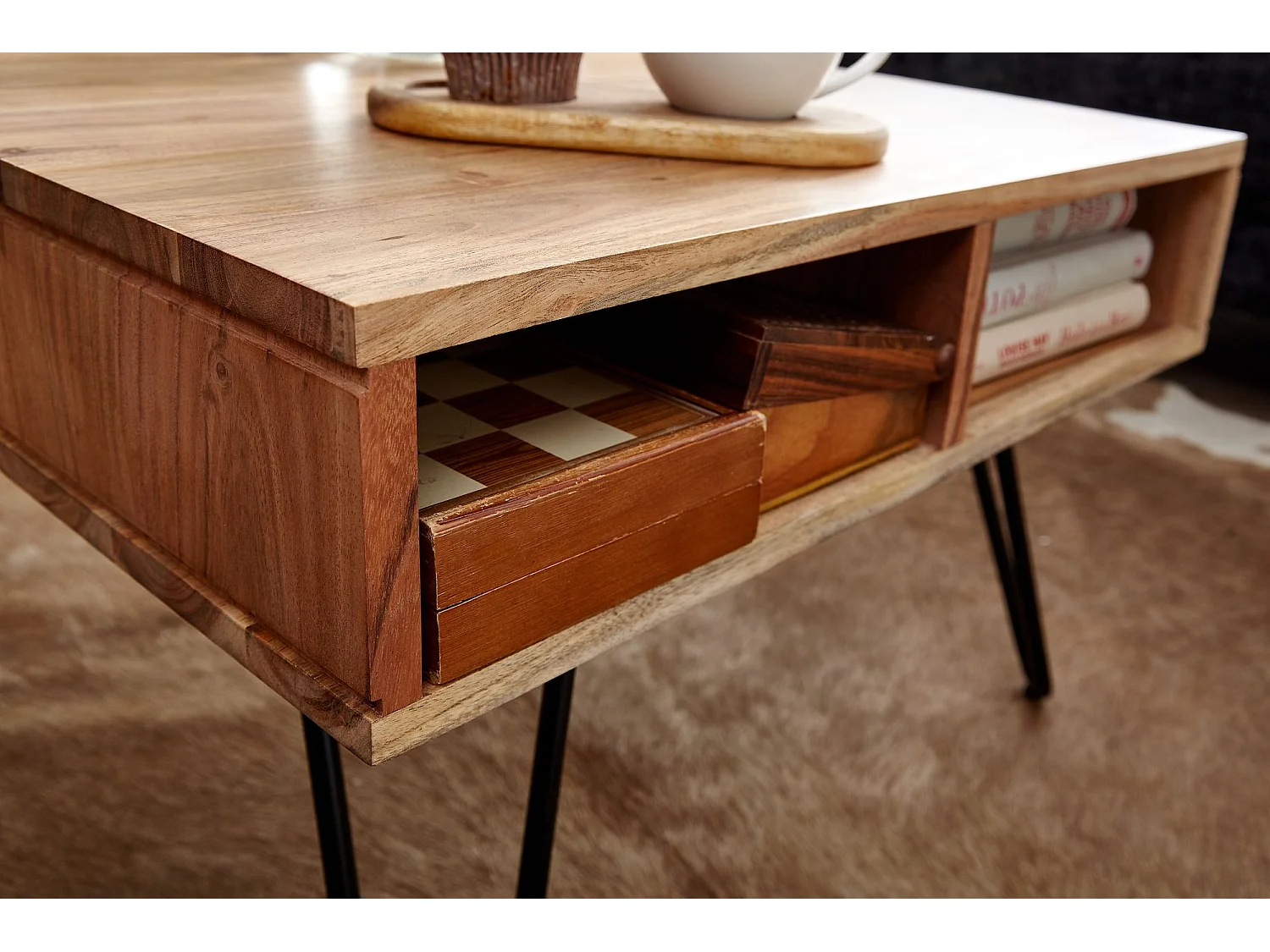 Couchtisch 60x60x40 cm Massivholz Design Wohnzimmertisch Sofatisch