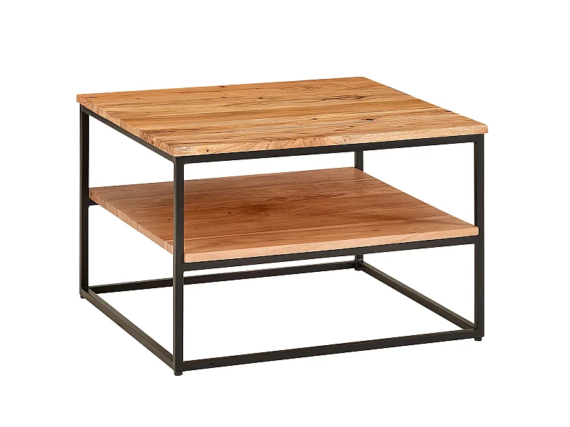 Table Basse de Salon 60x60x41cm Table Canapé Bois Metal Industriel Carré