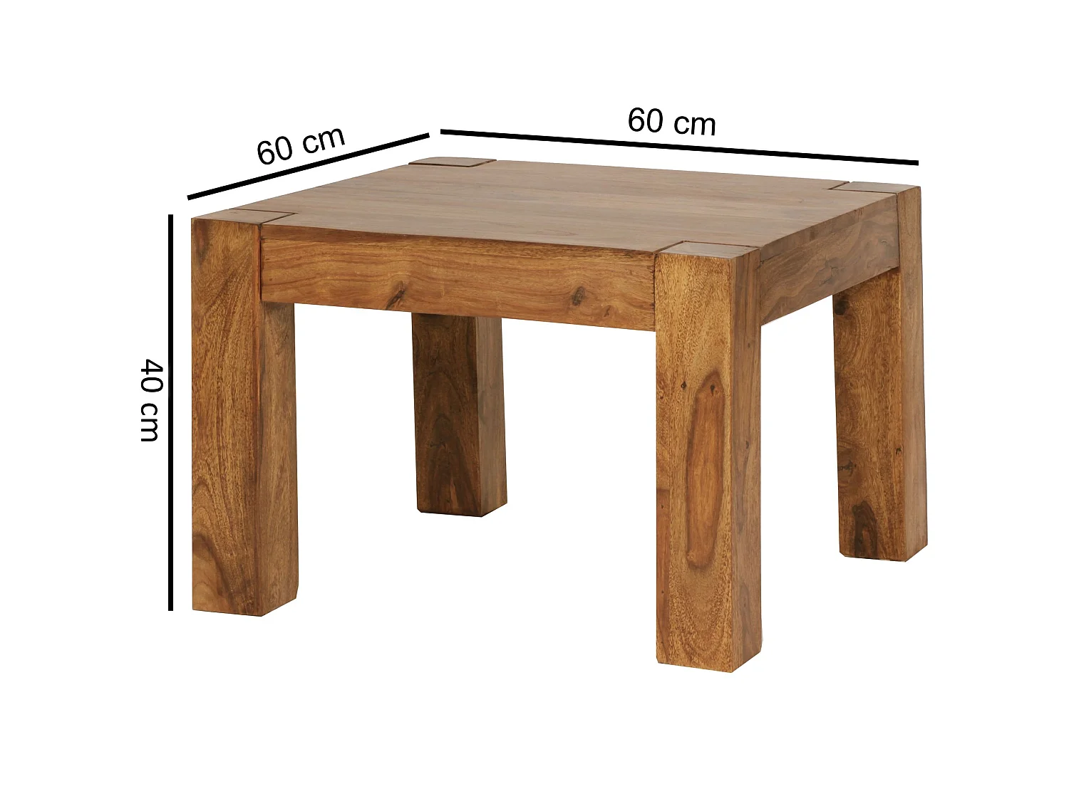 Massiver Couchtisch 60 cm Holz Tisch Massiv Wohnzimmertisch Beistelltisch