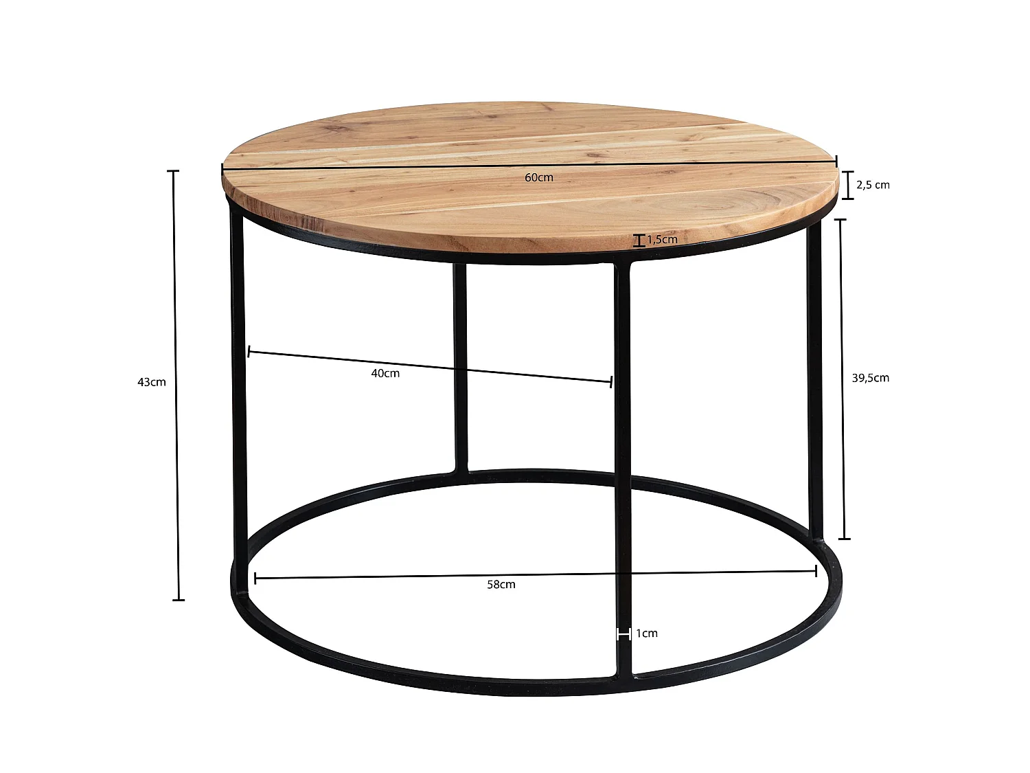 Couchtisch Massivholz 60x43x60 cm Wohnzimmertisch Sofatisch Rund Tisch