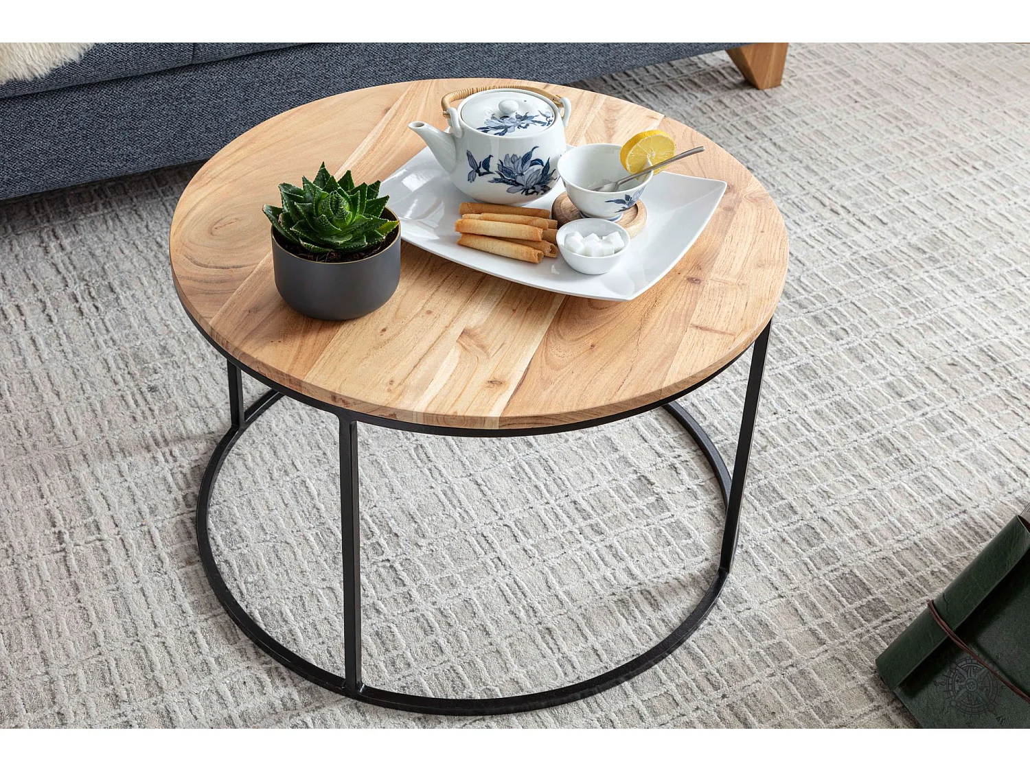 Couchtisch Massivholz 60x43x60 cm Wohnzimmertisch Sofatisch Rund Tisch