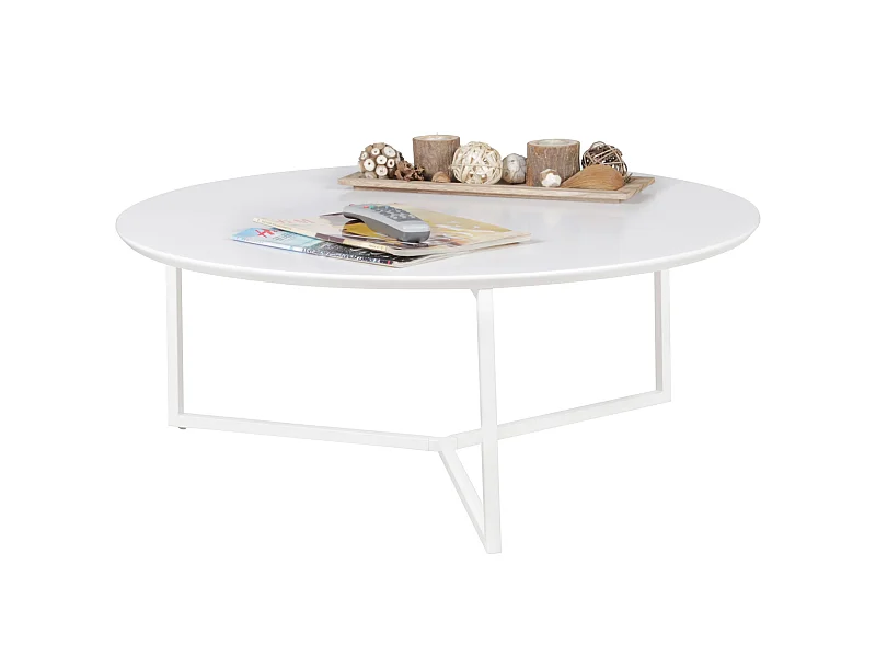 Couchtisch 80cm Rund Weiß Matt Design Wohnzimmertisch Sofa Beistell Tisch