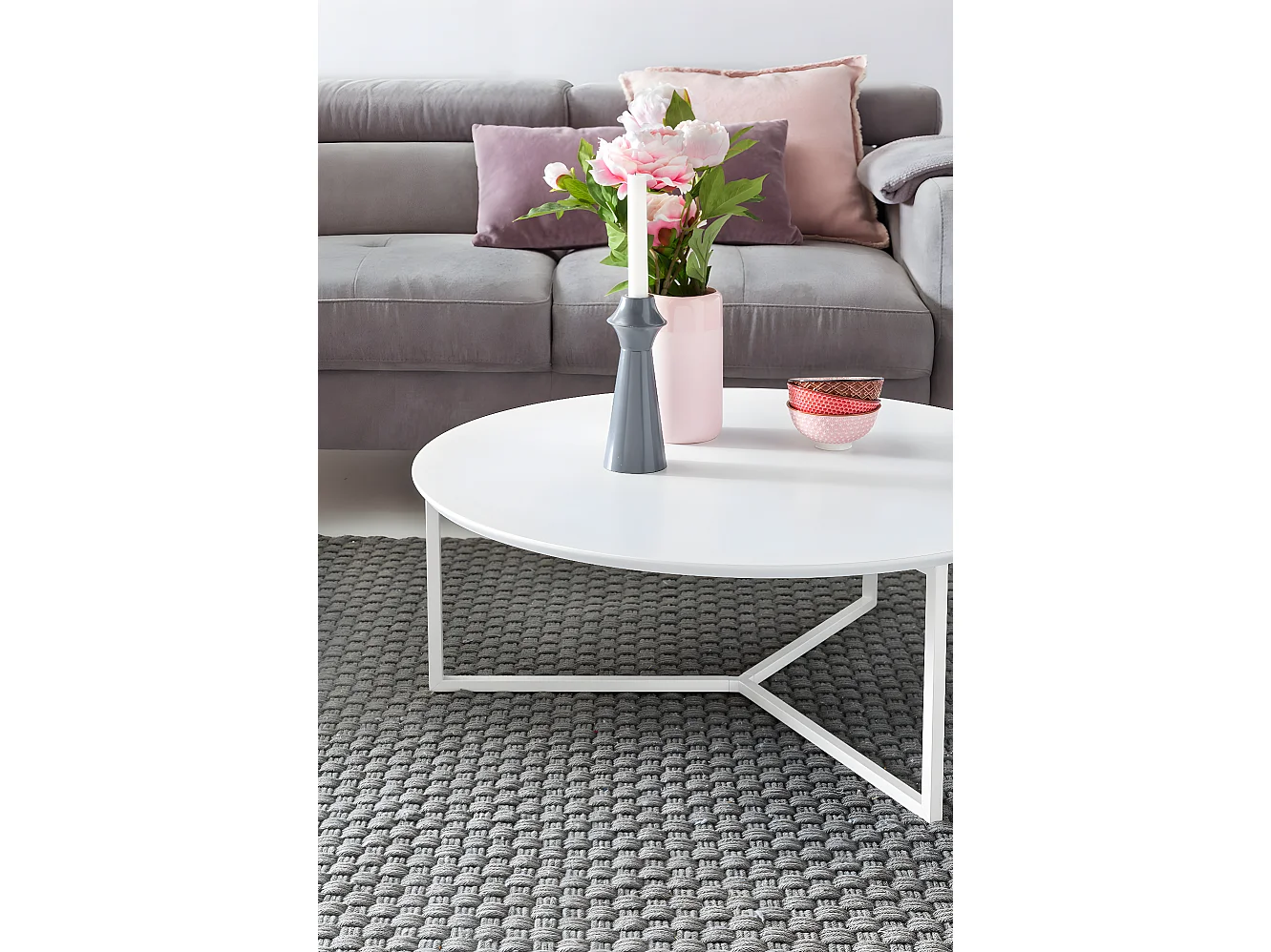 Couchtisch 80cm Rund Weiß Matt Design Wohnzimmertisch Sofa Beistell Tisch