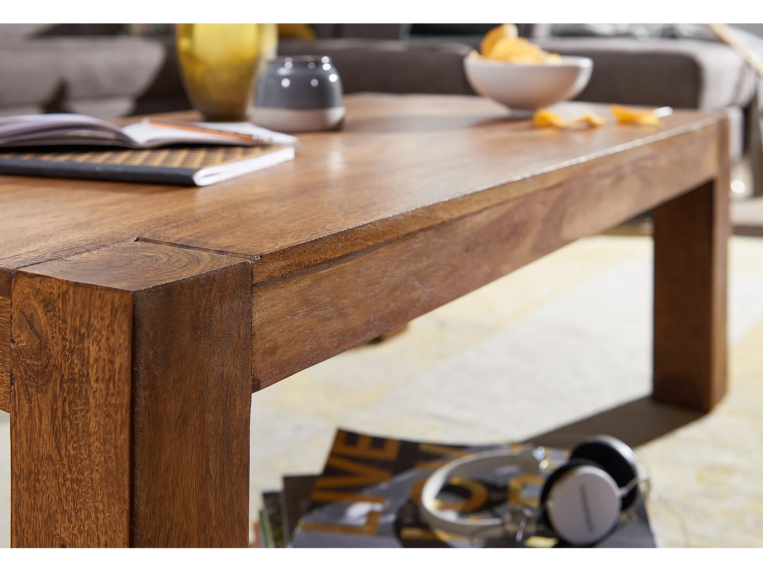 Table Basse Bois Massif 110x40x60 cm Table d'appoint Table de salon