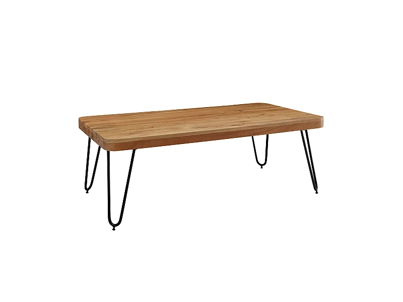 Table Basse Bois Massif Métal 115x40x60cm Table d'appoint Table de salon