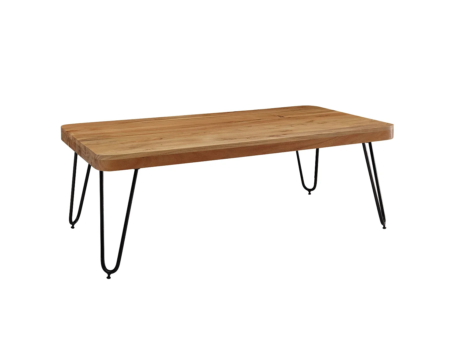 Couchtisch Massivholz 115 cm breit Wohnzimmertisch Metallbeine Landhaus