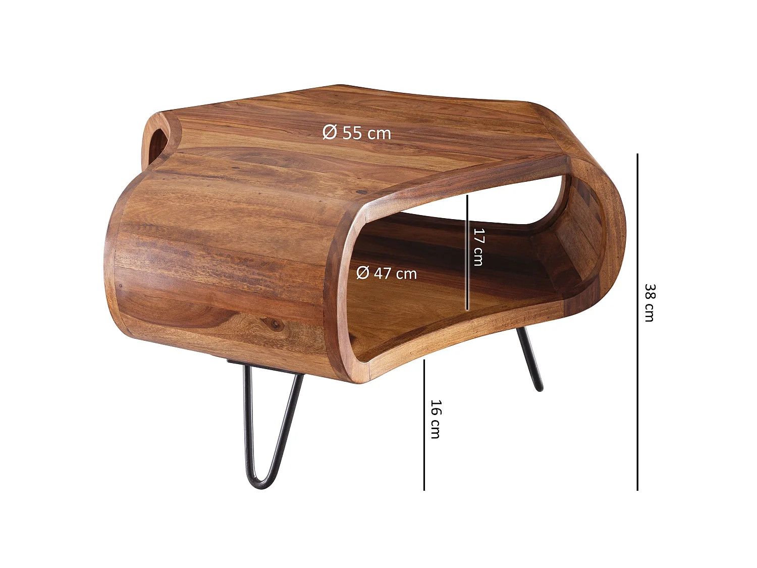 Couchtisch FB51410 55 x 55 x 38 cm Sheesham Wohnzimmertisch Massivholz