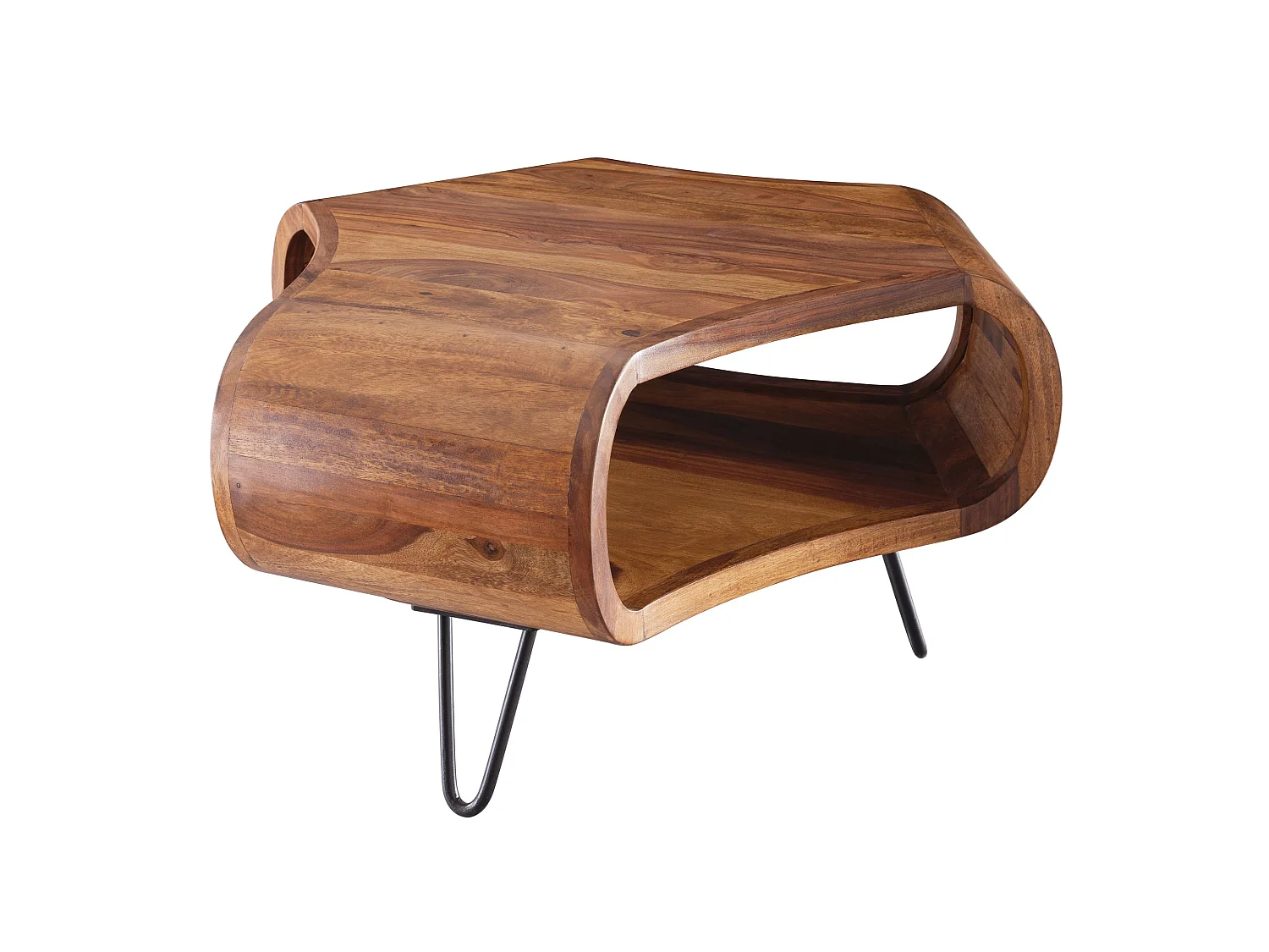Table Basse Bois Massif Métal 55x38x55cm Table d'appoint Table de salon