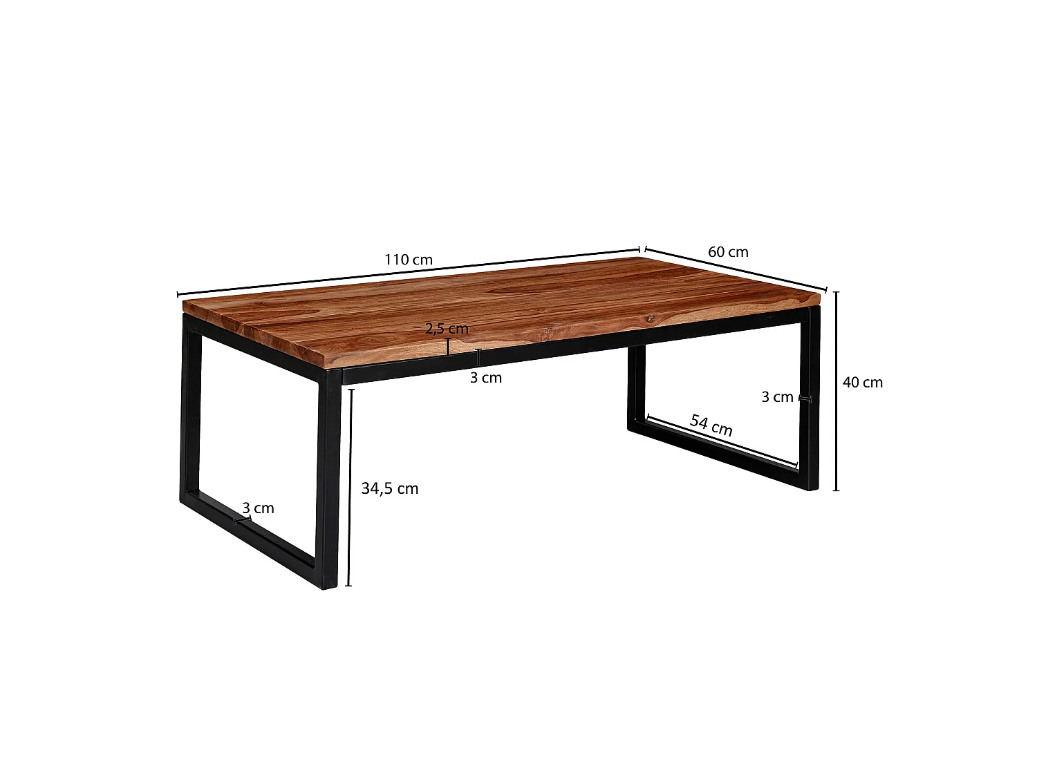 Couchtisch 110x40x60 cm Massivholz Wohnzimmertisch Tisch Wohnzimmer