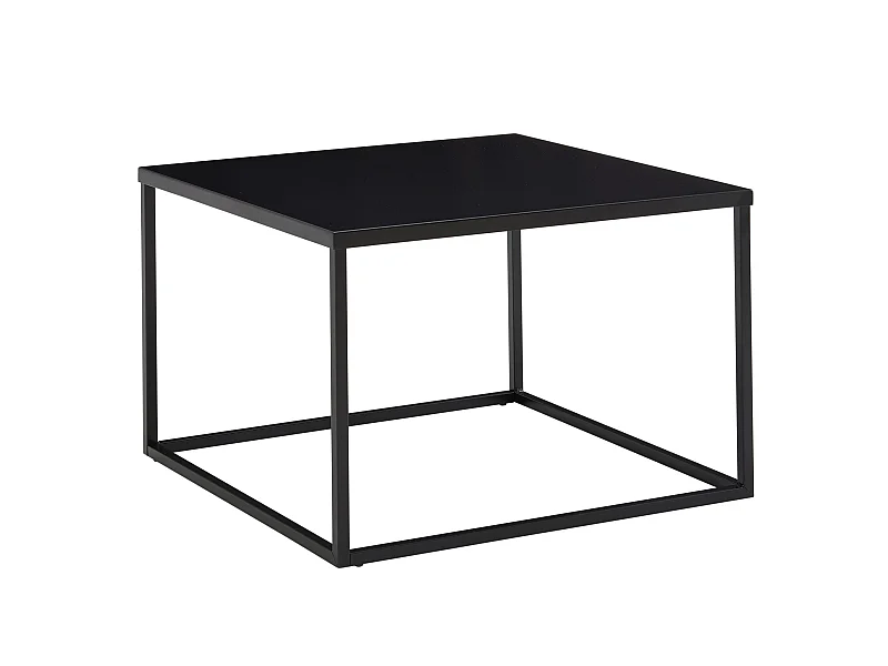 Table Basse de Salon Noir Métal 60x60x40 cm Carré Petite Table Canapé