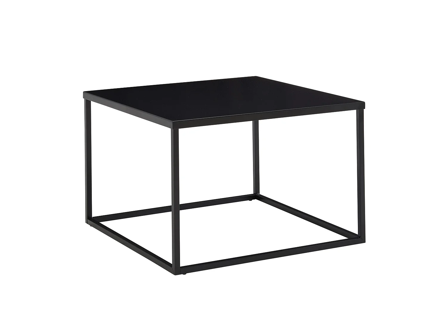 Table Basse de Salon Noir Métal 60x60x40 cm Carré Petite Table Canapé