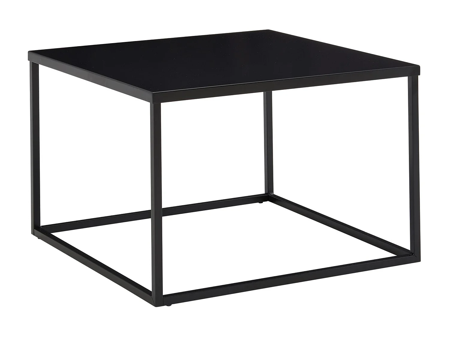 Table Basse de Salon Noir Métal 60x60x40 cm Carré Petite Table Canapé