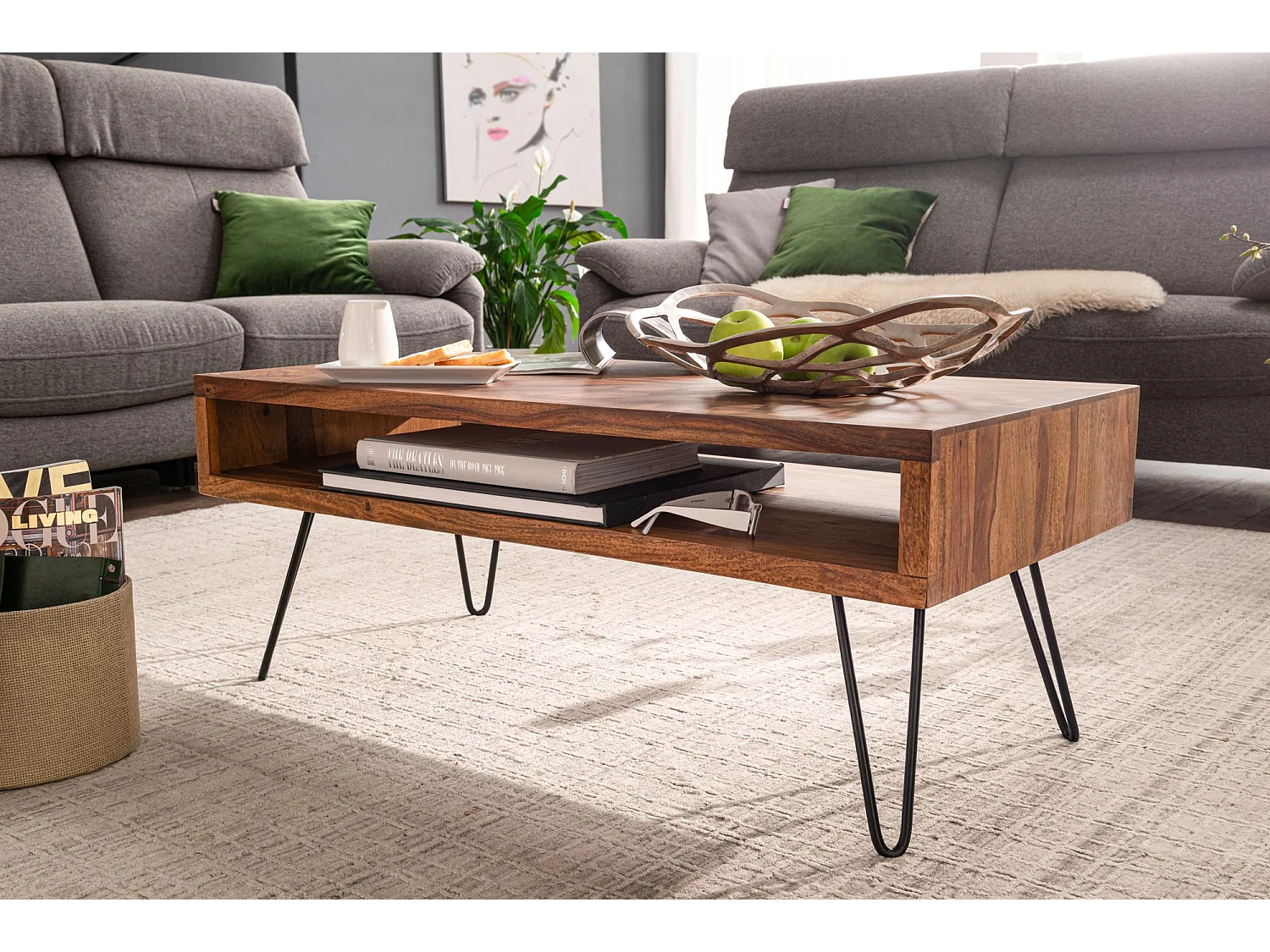 Couchtisch Massivholz 100x40x50 cm Wohnzimmertisch Sofatisch Tisch