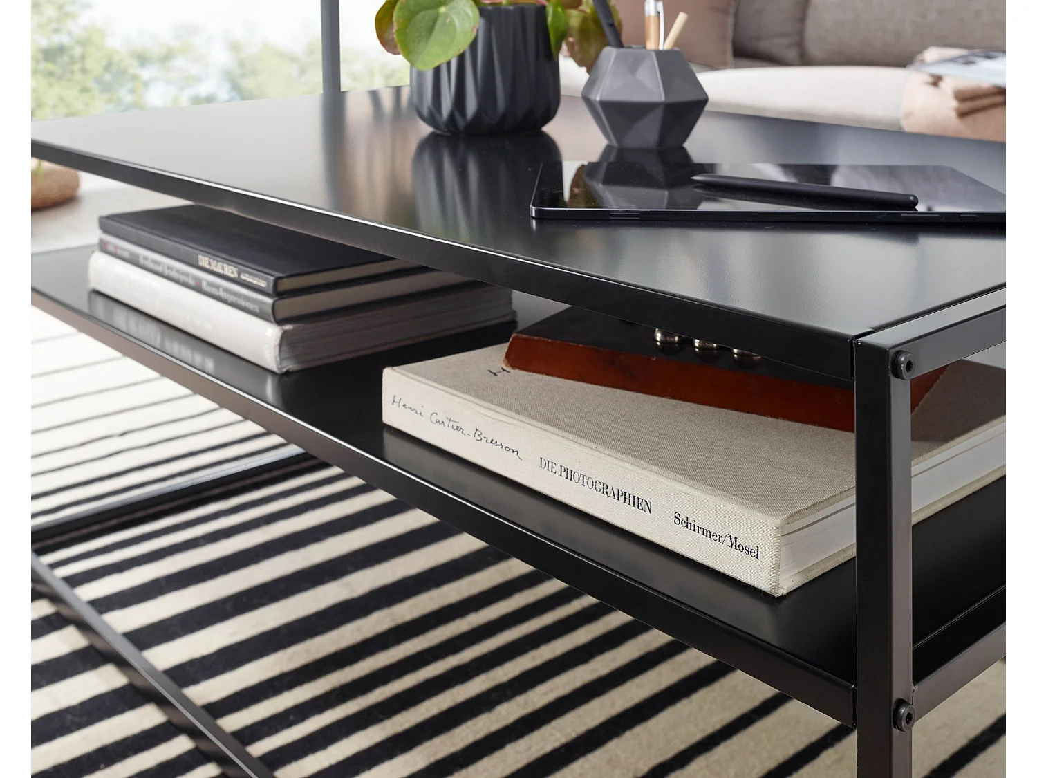 Couchtisch Sofatisch 100x60x45 cm Metall Wohnzimmertisch Tisch Stauraum