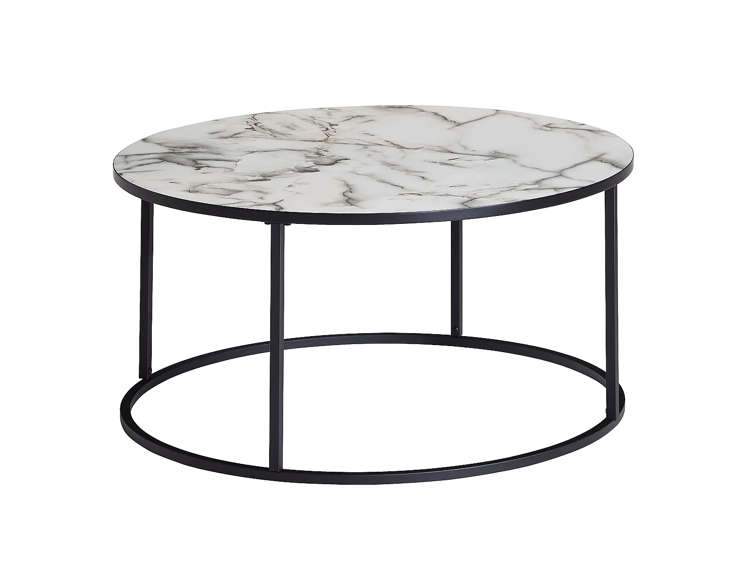 Table Basse de Salon Effet Marbré 80x40x80 cm Table Canapé Moderne Ronde