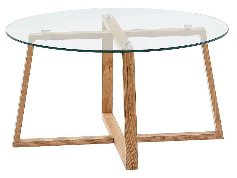 Couchtisch Wohnzimmertisch Holz Glas Sofatisch Tisch Wohnzimmer Rund