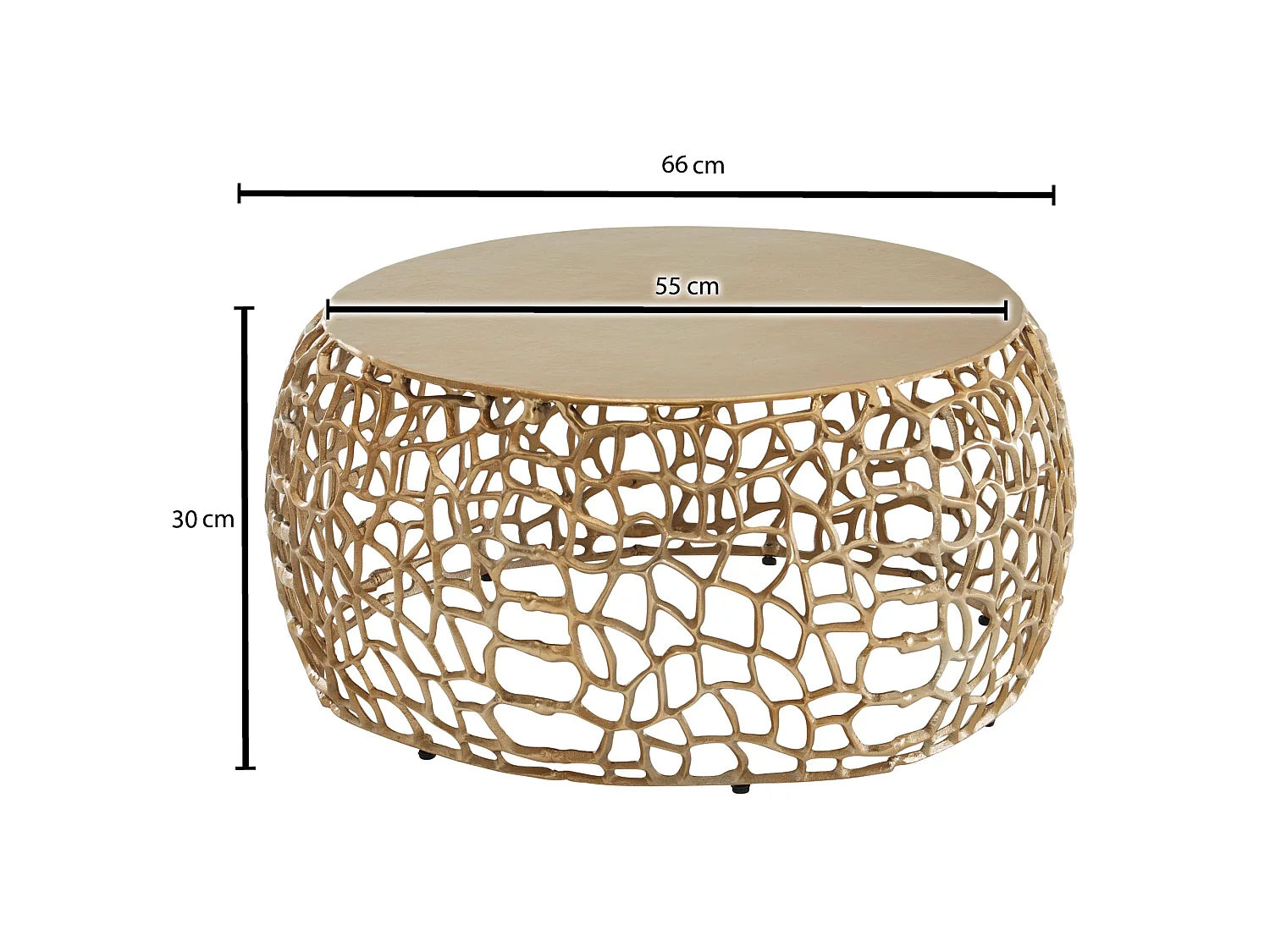 Couchtisch Metall Sofatisch Ø 66 cm Tisch Wohnzimmertisch Rund Aluminium