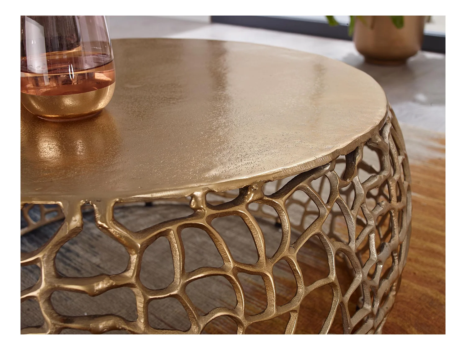 Couchtisch Metall Sofatisch Ø 66 cm Tisch Wohnzimmertisch Rund Aluminium