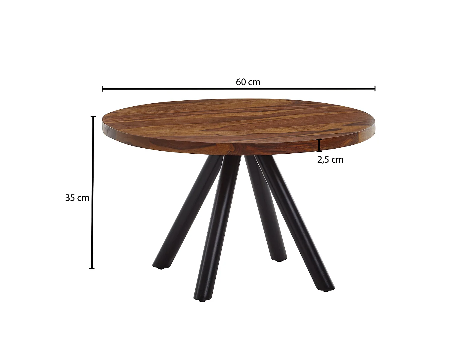 Table Basse Ronde Bois Massif 60x60x35 cm Petite Table de Salon Moderne