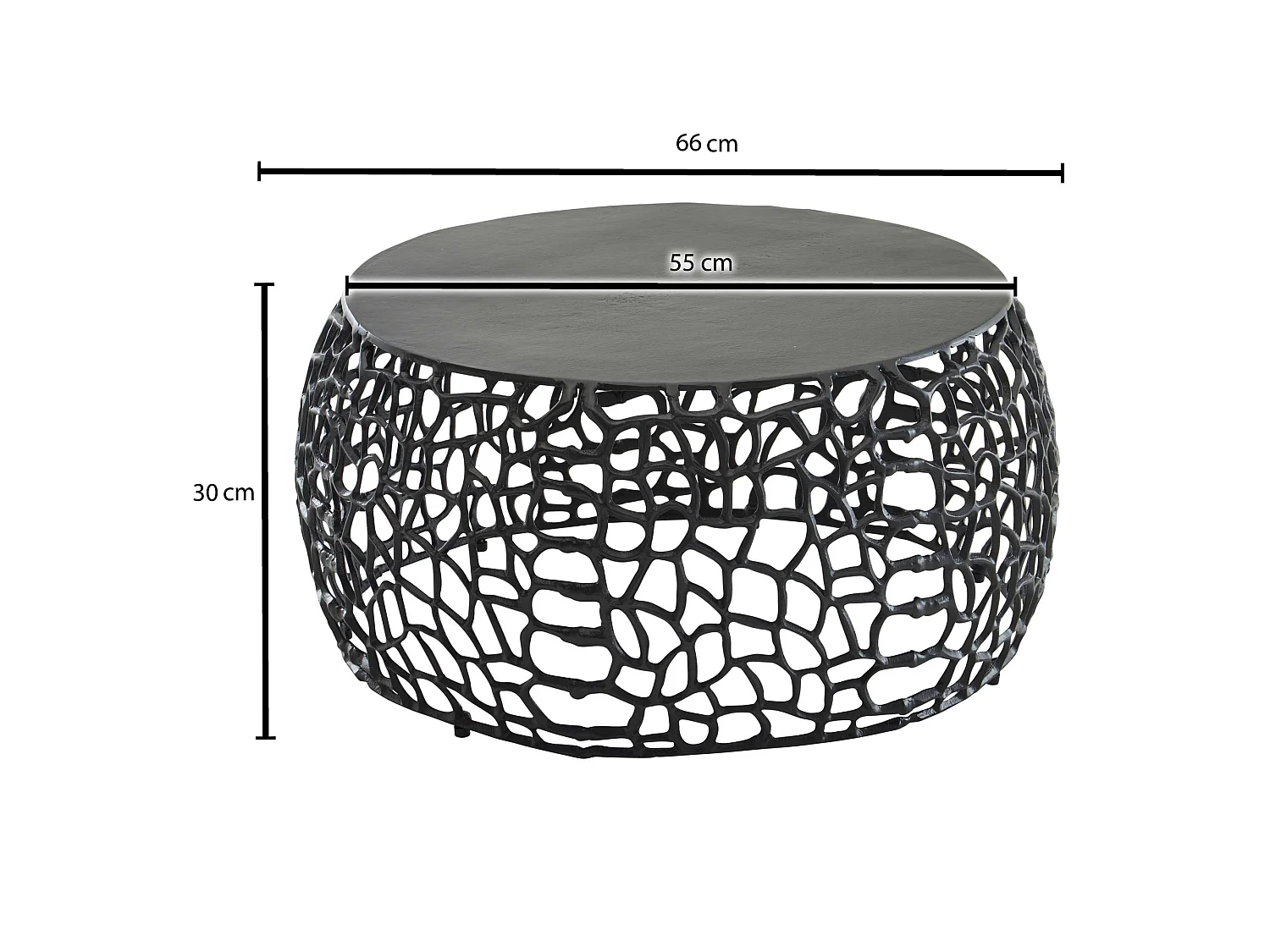 Couchtisch Metall Sofatisch Ø 66 cm Tisch Wohnzimmertisch Rund Aluminium