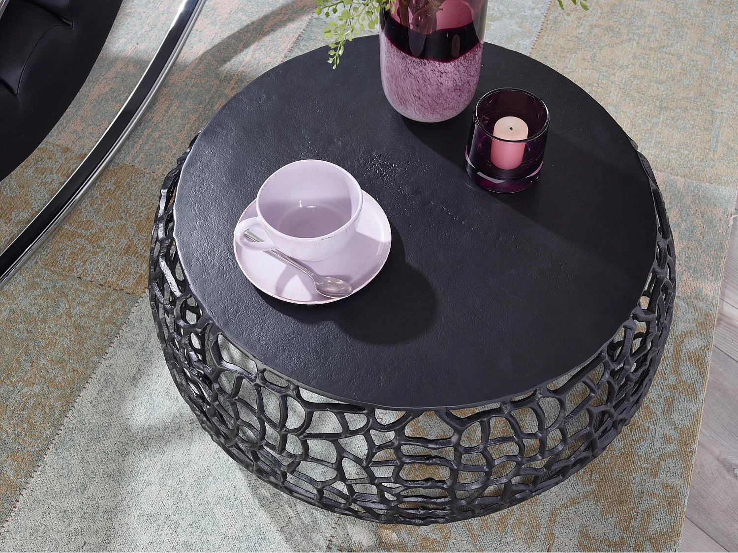 Couchtisch Metall Sofatisch Ø 66 cm Tisch Wohnzimmertisch Rund Aluminium