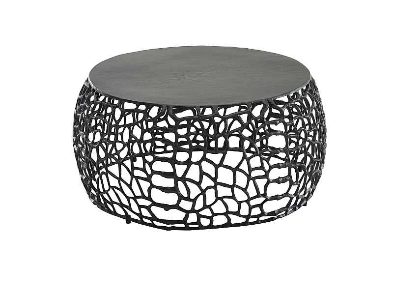 Table Basse Ronde Métal 66x66x30 cm Petite Table de Salon Moderne