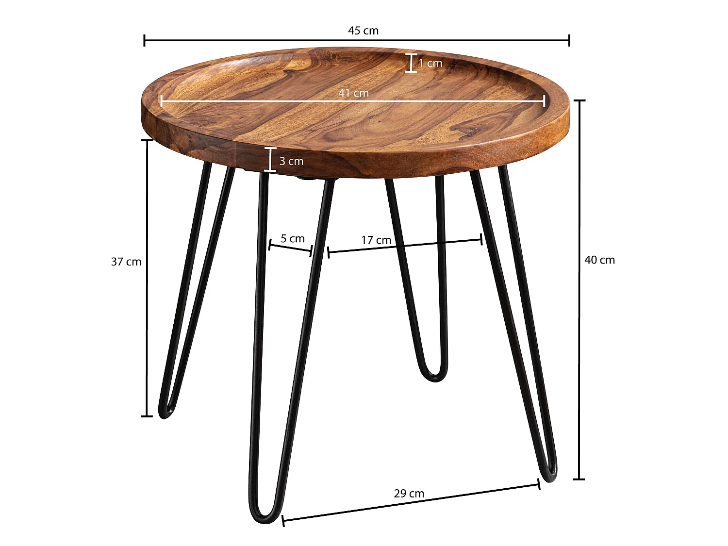 Table basse 45x40x45 cm Table de salon Sheesham Table basse ronde