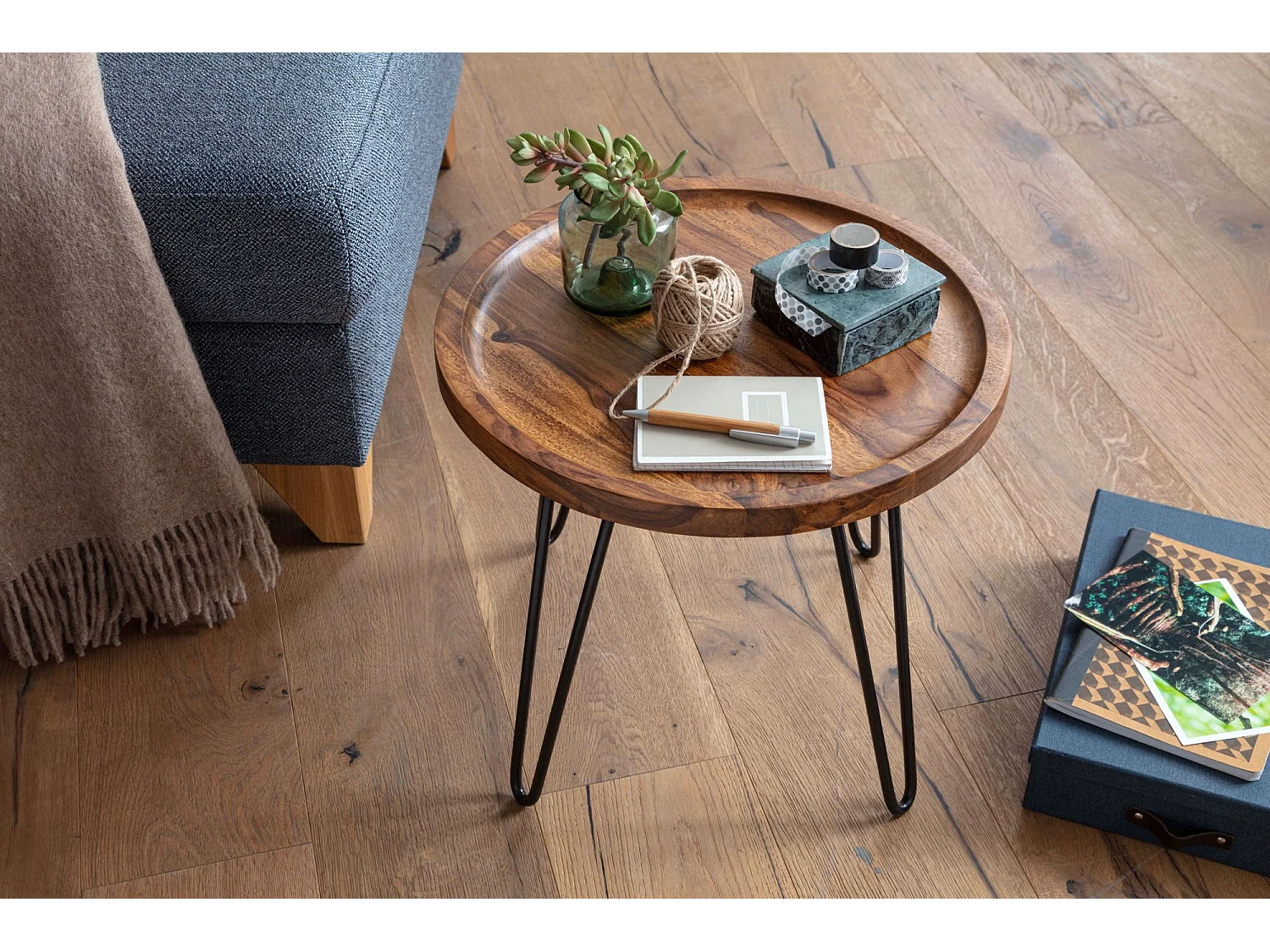 Table basse 45x40x45 cm Table de salon Sheesham Table basse ronde