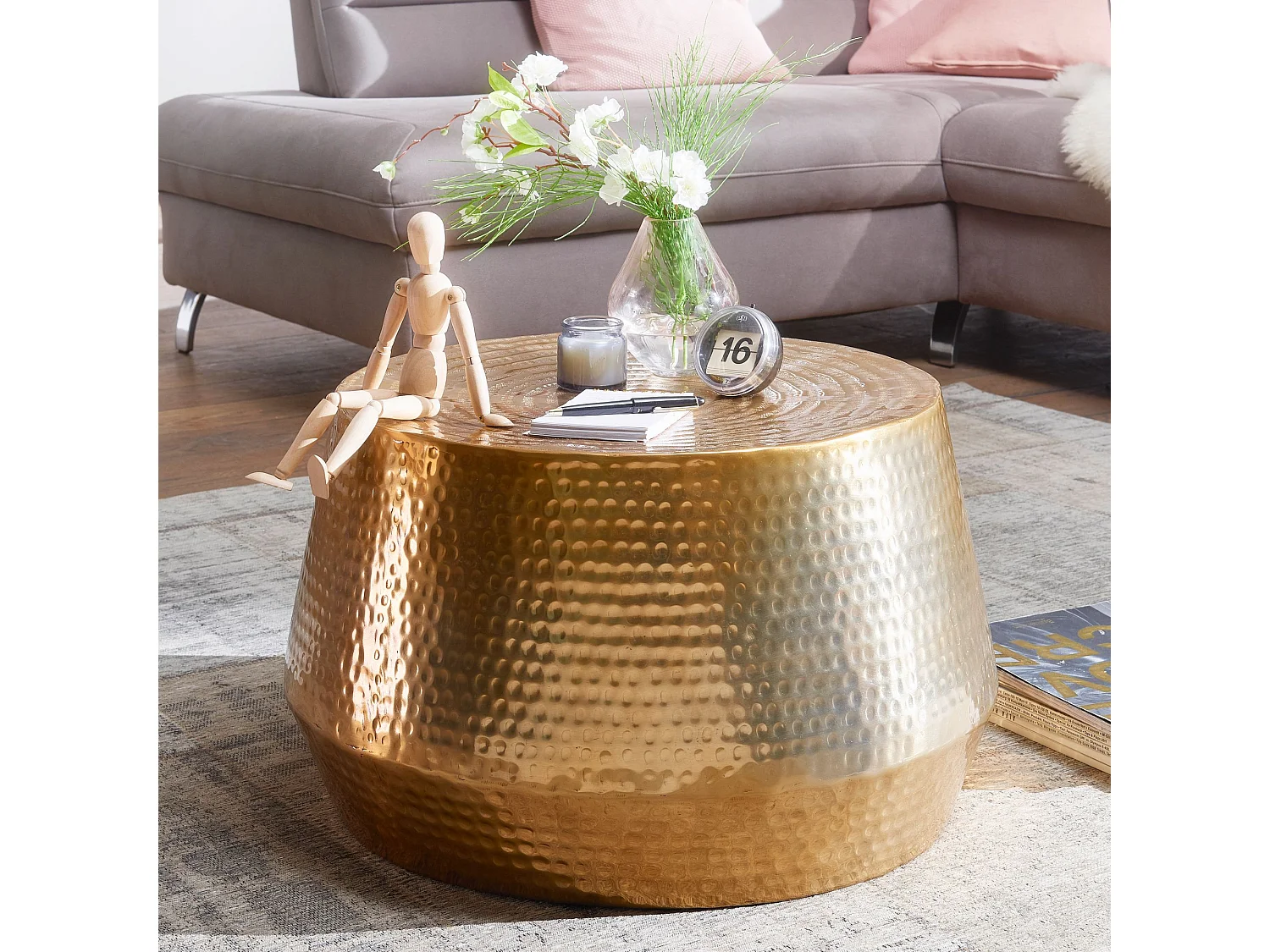 Couchtisch Ø 60 cm Aluminium Beistelltisch Sofatisch Wohnzimmertisch Alu