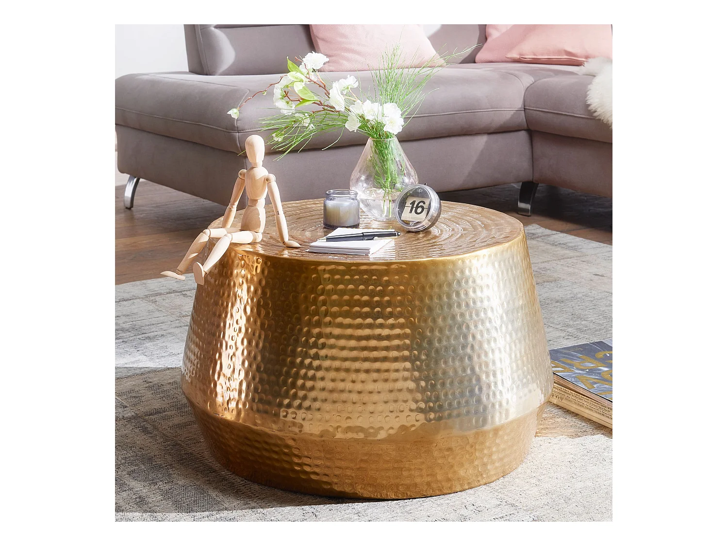 Table Basse Métal 60x36x60 cm Table d'appoint Design Bout de canapé Rond