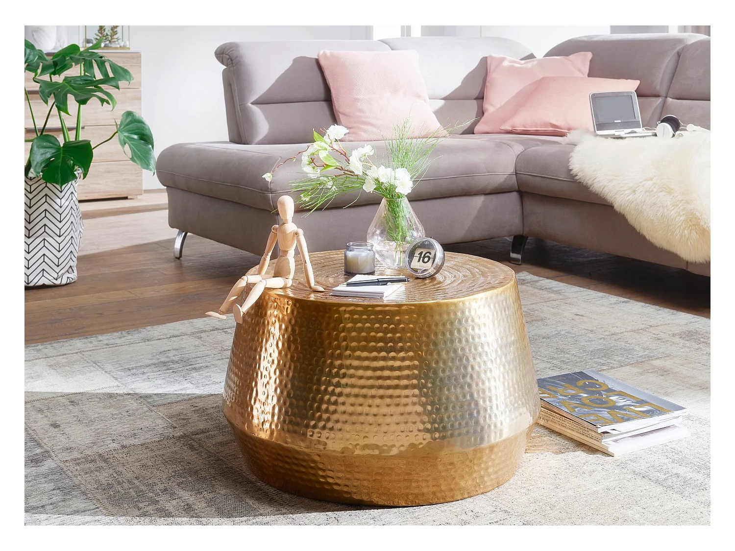 Table Basse Métal 60x36x60 cm Table d'appoint Design Bout de canapé Rond