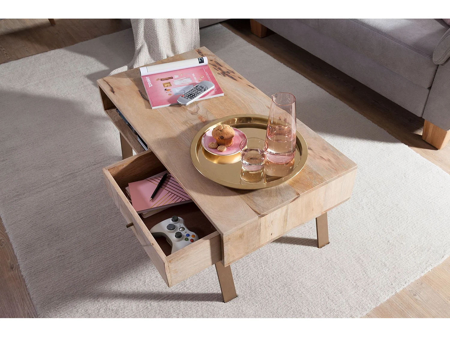 Couchtisch SIKAR Wohnzimmertisch Holz massiv Sofatisch Tisch Wohnzimmer