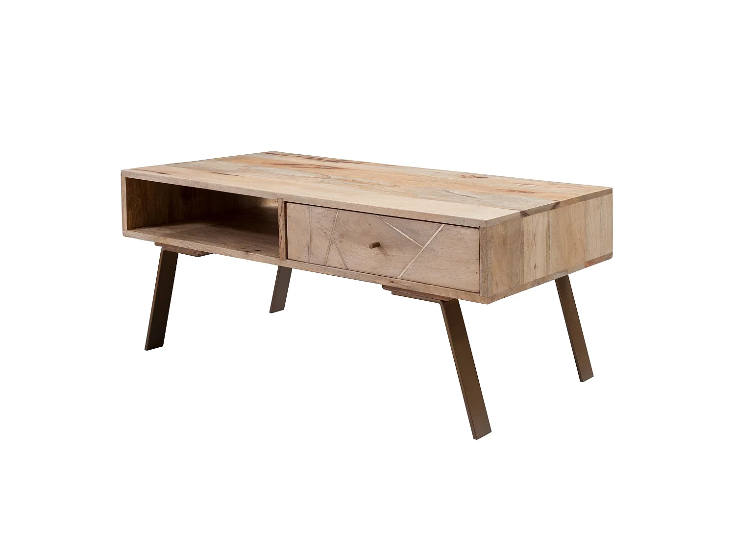 Table Basse Bois Massif Métal 95x42x50cm Table d'appoint Table de salon