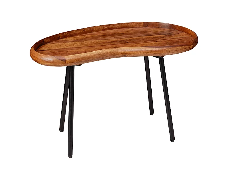 Couchtisch SV51466 Sheesham Tisch mit Metallbeinen Retro Sofatisch klein